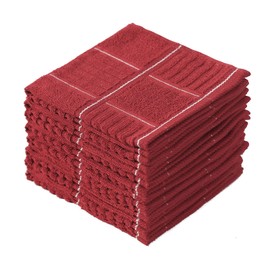 Glynniss - Paños de cocina para lavar platos, trapos de algodón para secar la limpieza, paquete de 8 paños de cocina (rojo, 12 x 12 pulgadas)