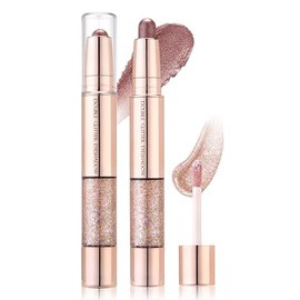 Erinde Sombra de Ojos en Crema y Sombra de Ojos Líquida 2 en 1,#03 | Resistente al Agua Sombra de ojos de doble punta, De Larga Duración, Altamente Pi