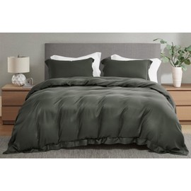 Sterling Creek 100% Tencel Lyocell Duvet Cover Set King Size 3-Piece Set - Luxury Soft Breathable Silky Smooth Cooling Comforter Cover with Button Closure for Hot Sleepers (King, Slate Gray)