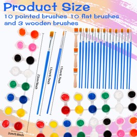 CACASO Mini Acrylic Paint Set,12 Set Washable Filled Paint Sets in 8 Colors,Acrylic Paint Strips with 23 Paint Brushes,for Art Craft Home Birthday Party Favors