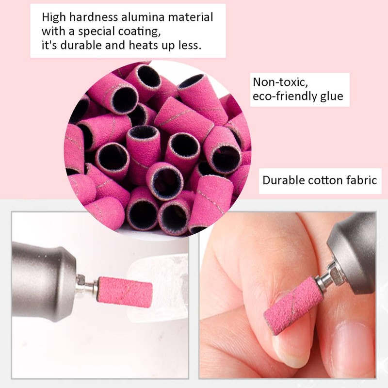 OMBRISA Sanding Bands for Nail Drill 100Pcs, 180# Grit Nail