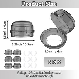 Stove Knob Safety Covers, Gas Stove Knob Locks with Adhesive Universal Size Oven Knob Covers for Child Safety Gas Stove Knob Covers Baby Pet Child Proof Stove Knob Covers - 6pcs Black