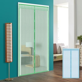 Round Magnetic Screen Door (100x210cm) - Automatic Mosquito Net Door (Green 100x210cm)