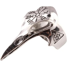 Viking Raven Skull Valknut Ring Runic Compass Vegvisir Ring Men Women Norse Protection Jewelry Men's Alloy Crow Skull Adjustable Opening Band Ring Vintage Gothic Tribal Biker Animal Design Rings,