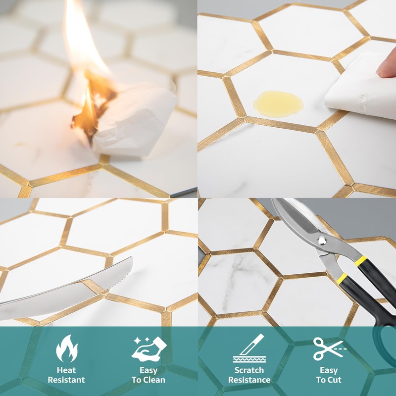 Soulscrafts Hexagon Peel and Stick Backsplash Tile for Kitchen Bathroom