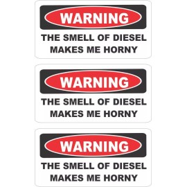 Sticker Tiger 3 - Warning the Smell of Diesel Hard Hat / Helmet Stickers Decal 1" X 2" HS-5053