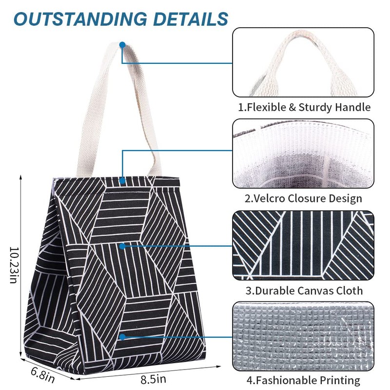 iknoe Insulated Lunch Bag for Women, Durable Wide-Open Foldable &