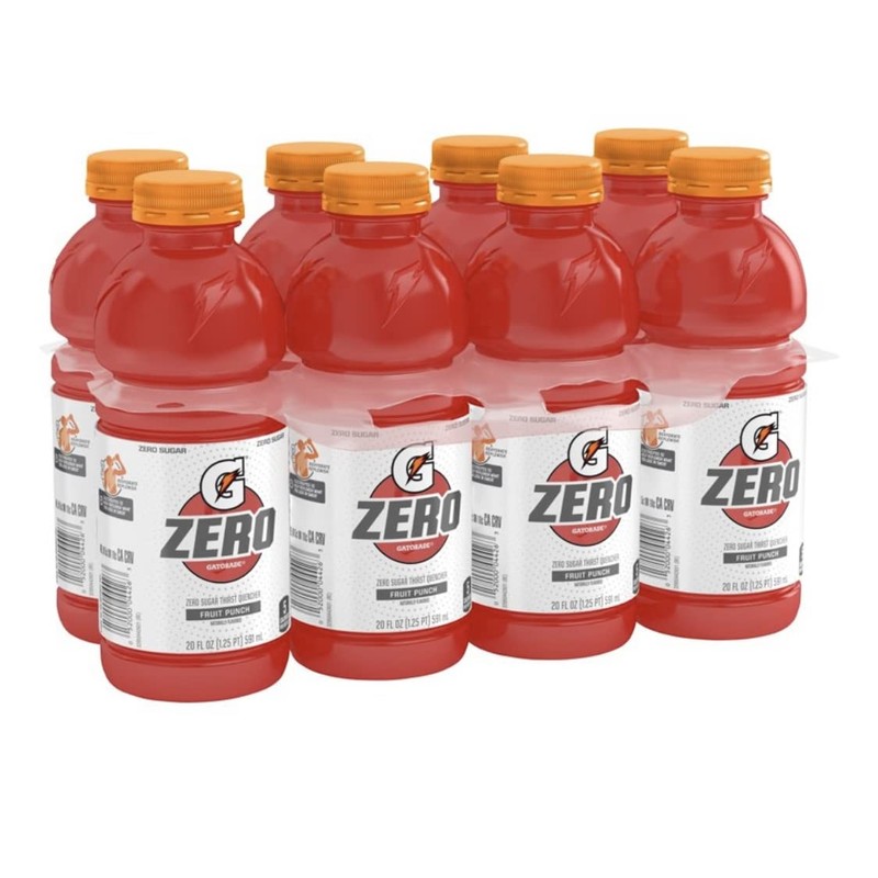 (8 Count) Gatorade G Zero Thirst Quencher, Fruit Punch, 20