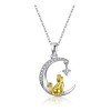 Collar Con Dije De Plata 925 Gato Luna Para Mujer