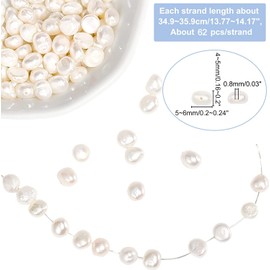 NBEADS 2 Strands Approx. 124 Pieces 4~6 mm Natural Cultured Freshwater Pearls, Two Sides Polished White Freshwater Pearls Loose Freshwater Pearls Charms Beads for Jewellery Making, Cream-White