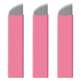 Pack of 30 Nano Microblading Needles 0.15 mm Pink Nano Fine Blades Tattoo Eyebrow Blades Microblade Embroidery Needles for Semi-Permanent Makeup with 3D Eyebrows (0.15 mm 21 Pins)