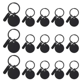 PATIKIL Stainless Steel Engraving Keychain Blanks, 15Pcs Metal Laser Engravable Stamping Blanks Key Ring Tags with Hanging Tag for DIY Keychain, Craft, Black Tone(Round)