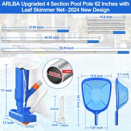 2025 Upgraded Swimming Pool Spa Jet Vacuum Cleaner kit w/Brush,Pool Skimmer Net &Telescoping Pole (68"),Unique Lock Catch Design,Handheld Pool Vacuum Jet Cleaner for Above Ground Pools,Pond &Fountain