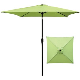 ABBLE Outdoor Patio Umbrella 6.5 Ft Square with Tilt and Crank, Weather Resistant, UV Protective Umbrella, Durable, 6 Sturdy Steel Ribs, Market Outdoor Table Umbrella, Lime Green