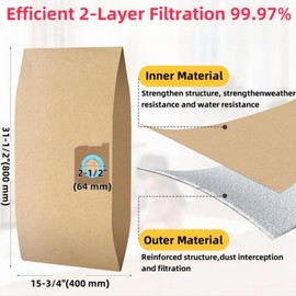 5 Pack DXVA19-4101 Vacuum Bags For DEWALT 6, 8, 9, 10 Gallon Wet/Dry Shop Vacuums, Replacement Disposable Filter Bags for DeWalt DXV06P, DXV09P, DXV09PA, DXV10P, DXV10PL, DXV10S, DXV10SB, DXV10SA