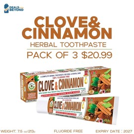 Al-Riyan Group Organic Clove & Cinnamon Herbal Toothpaste Al Riyan-5 In 1-Fluoride free, 3-pack