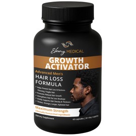 Natural Curves Ebony Medical Hair Growth Activator for Men – Hair Loss Supplement with Biotin, Saw Palmetto & DHT Blocker – Supports Thicker, Fuller Hair – 60 Capsules