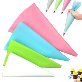 Joyeee 4 Pcs Frosting Piping Bags, Large Piping Bags Reusable, Medium Silicone Piping Bags, Small Mini Piping Bag for Cakes Cupcake Cookies Decorating Supplies, 4 Color and Size 10” 12” 14” 16”