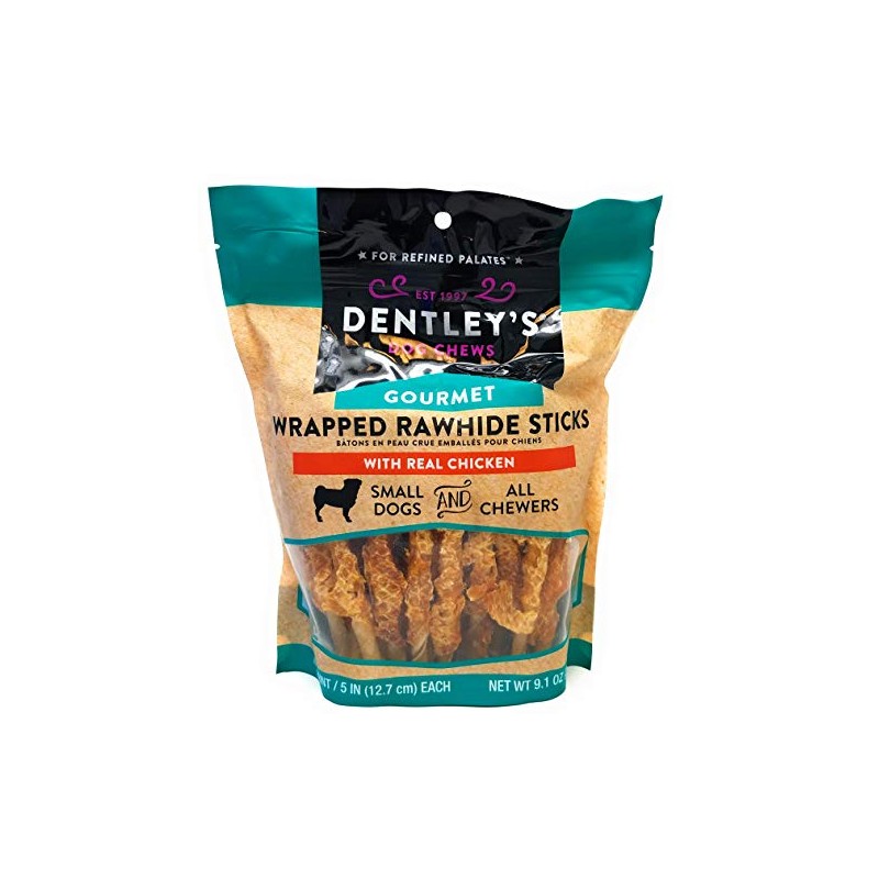 Dentley's Gourmet Wrapped Rawhide Sticks Dog Treats - Chicken 40