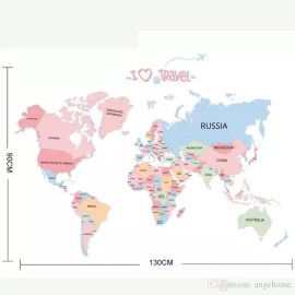 Walls World Map Colorful Letter Wall Sticker For kids Room Home Decor Bedroom USA SELL