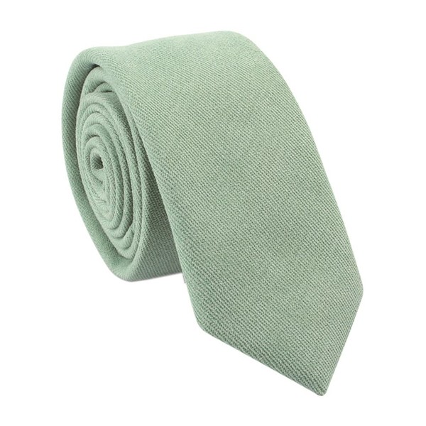 Men Skinny Sage Green Ties Cotton Timeless Narrow Width Best Wedding Neckties for Grooms