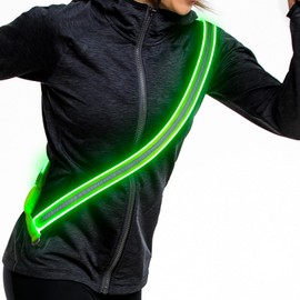 LED Reflective Night Running Gear High Visibility LED Flashing Sash Outdoor Running Cycling Hiking Jogging Rechargeable Illuminating Reflective Gear for Men and Women Night Safety Walking Gear (Green)