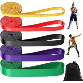 Bandas de Resistencia, 5Pack Banda elástica Deportiva, Correas de Asistencia para Pull ups, Ligas de Resistencia para Ejercicio, Loop Bands, Bandas Elásticas para Ejercicio en Casa o Gimnasio
