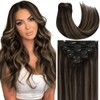 Caliee 22Inch Hair Extensions Real Human Hair 140G Clip on