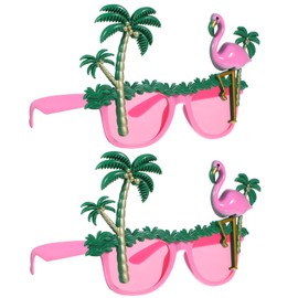 UKCOCO 2 Stück Flamingo Partybrillen: Rosa Partybrille Hawaii für Weiblich - Lustige Hawaiianische Fotorequisiten für Luau Party, Sommer Strandparty, Karneval, Kostümpartys