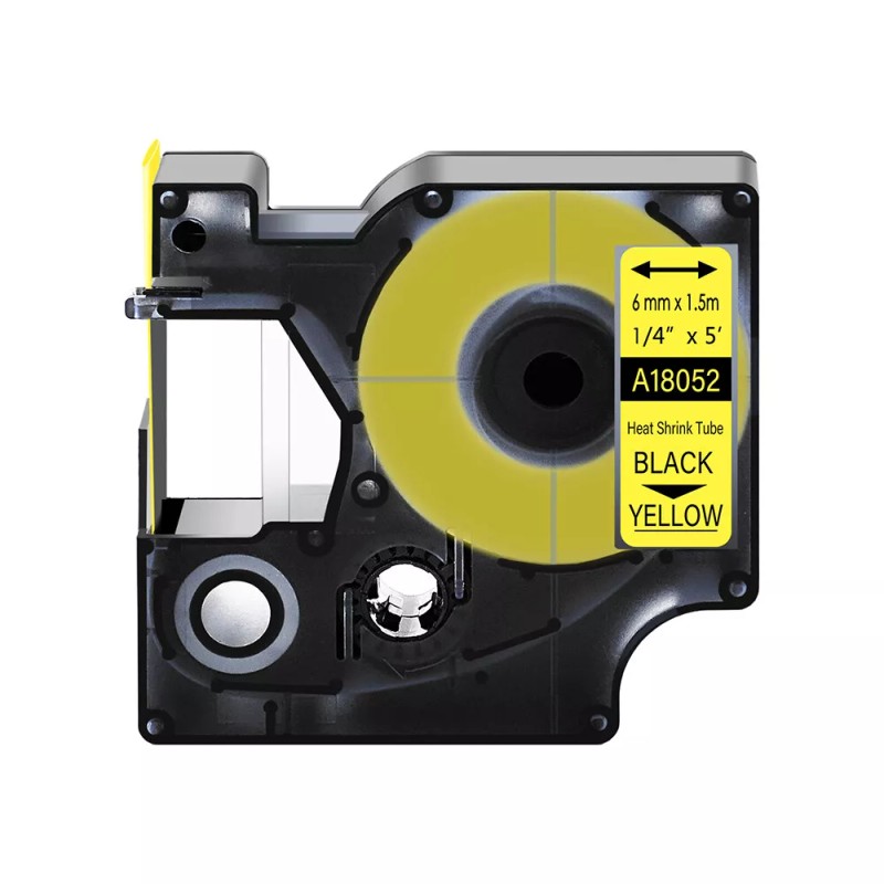 besttechtrading 1/4" IND Heat-Shrink Tube Black on Yellow 18052 Compatible