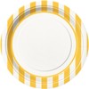 Unique Party 38035 - 23cm Yellow Striped Party Plates, Pack