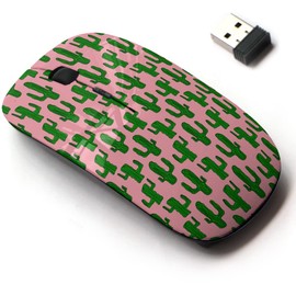 2.4G Wireless Mouse with Cute Pattern Design for All Laptops and Desktops with Nano Receiver - Cactus Textile