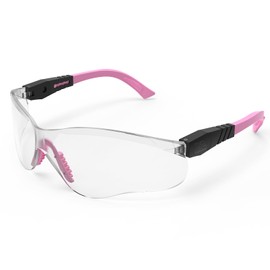 xaegistac Shooting Glasses Anti-fog Shooting Range Eye Protection, Adjustable Safety Glasses with Zipper Hard Case (Pink Frame Clear Lens)