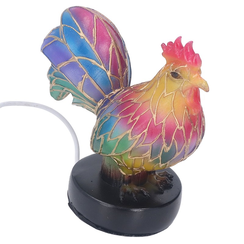 Stained Resin Rooster Table Lamp Night Light LED Animal Night