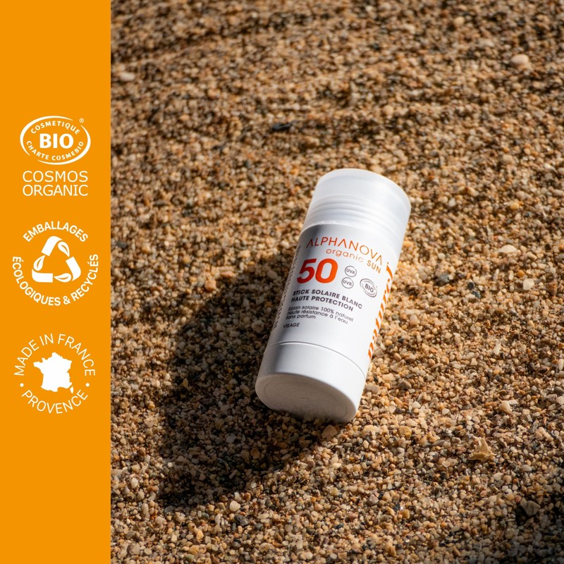 Alphanova Organic Sun Sport Sonnenstick SPF50+, Bioweiß, 12 g
