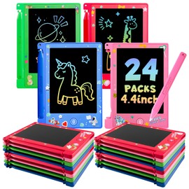 24 Pack 4.4 Inch Mini LCD Writing Tablet for Kids, Erasable and Reusable Toddler Doodle Board, Ideal School or Party Favors Gift for Age 3 Years Old and Above