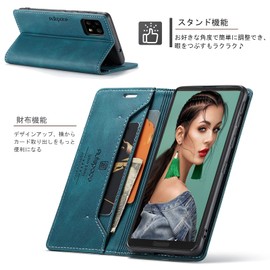 AQUOS Sense 6 Folio Case, SH-54B/SHG05 Compatible, Turquoise, RFID Protection, Anti-Skimming, Magnetic Type, Stand Function, Strap Hole, Thin