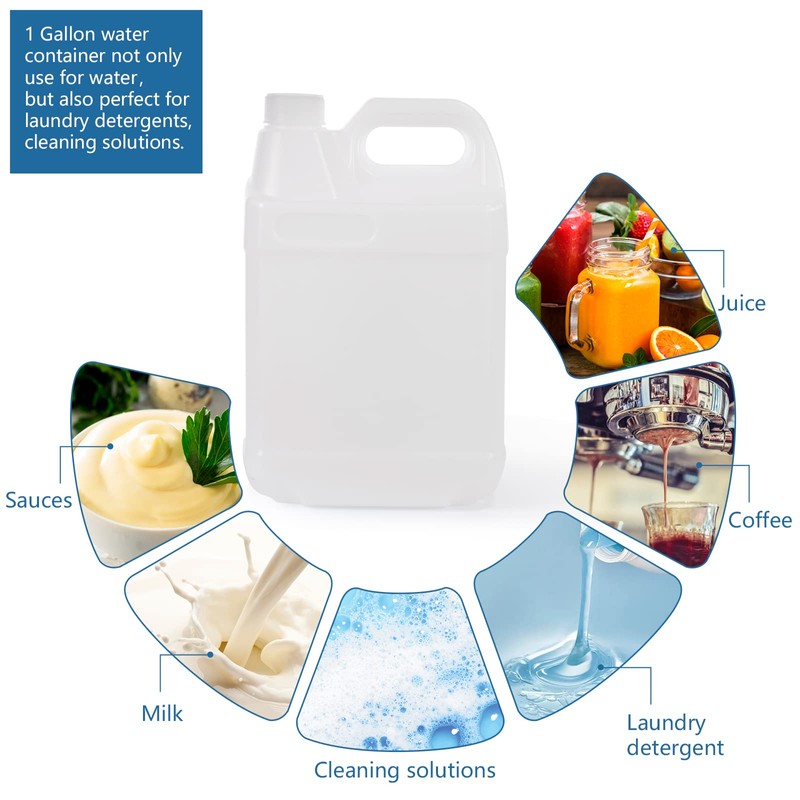 BPFY 2 Pack 1 Gallon Clear Plastic Jugs with Lids,