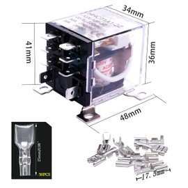 Taiss/Electromagnetic Relay JQX-12F 2Z AC 220V Coil 8 Pin 30A DPDT 2NO 2NC Power Relay, with Wire Terminal LJQX-30/2Z AC220V