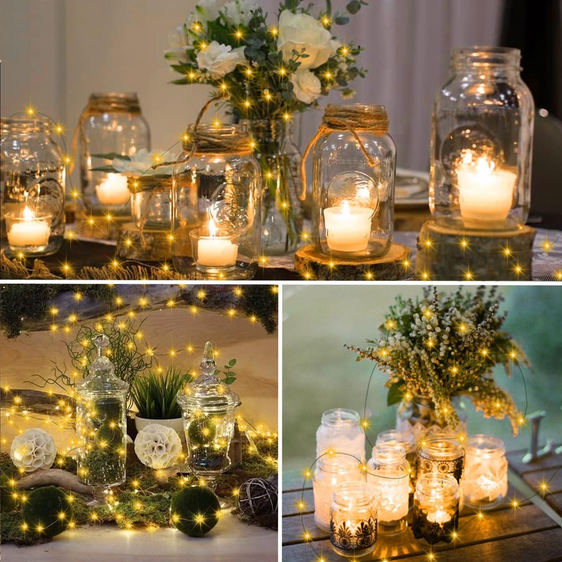 2 Pack Christmas Fairy Lights Battery Operated, Total 66Ft 200