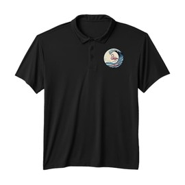 Funny Pink Flamingo Surfer Dude - Tropical Great Big Wave Performance Polo Shirt