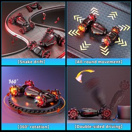 Uregoio Remote Control Car, 2.4GHz 4WD Gesture Sensing RC Stunt Car, Drift Hand Controlled Twist Cars with Light & Music, Cool Birthday Gifts for Kids Boys Toy Age 6 7 8 9 10 11 12 Years Old(Red)