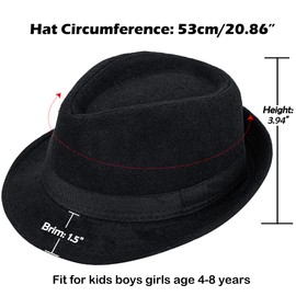Vikodah Kids-Boys Classic Panama-Fedora-Hat Trilby Manhattan-Structured Jazz Wool Cap 3-6Yrs