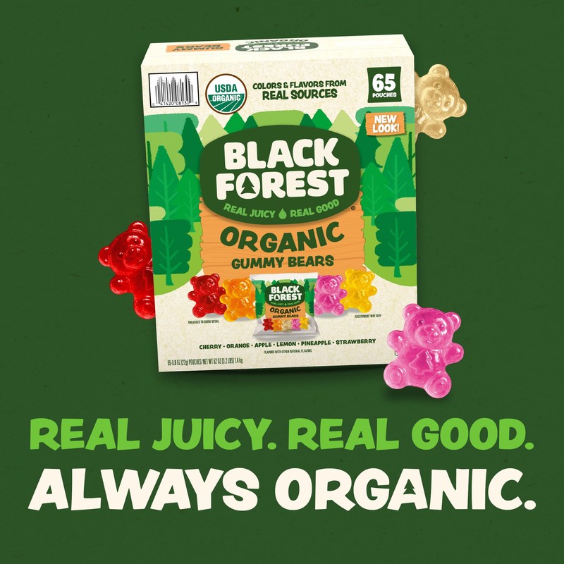 Black Forest USDA Organic Gummy Bears - 65 Pouches -