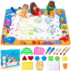 Alfombrilla de Dibujo con Agua - Alfombrilla de Juguete para Pintar, Escribir y Dibujar a Color para Niños que Incluye Bolígrafos Mágicos, Juguetes Ed