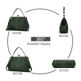 7VSTOHS Women's Retro Handbag Hand Vintage Shoulder Bags Handbag with Handle Top Fashion Shoulder Bags Kiss Lock Shoulder Bag, Green