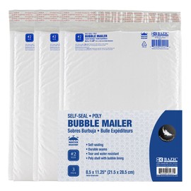 BAZIC Poly Bubble Mailers 8.5" x 11.25" #2 Self Seal Closure, Padded Cushion Envelope, Mailing Shipping Waterproof Bag (3/Pack), 1-Pack