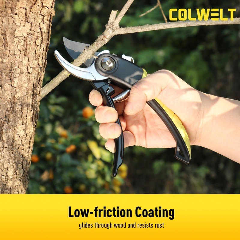 Colwelt Garden Secateurs, Ergonomic Professional Bypass Pruning Shears with Non-Stick