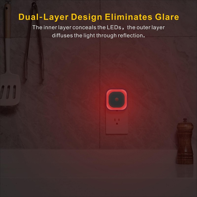 YUNLEX 2 Pack Plug in Red Sleep Night Light with