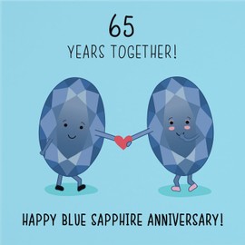Hunts England - Large 65th Wedding Anniversary Card - Large Size - Blue Sapphire Anniversary - Crystal - Iconic Collection - Large - 210 x 210 mm - 65 Years Cute Card For Him, Her, Couples, etc.
